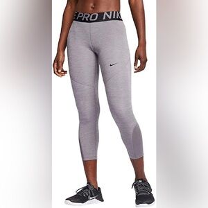 Nike Women’s Pro Gray Cropped Tight Leggings Mid Rise Size Small
